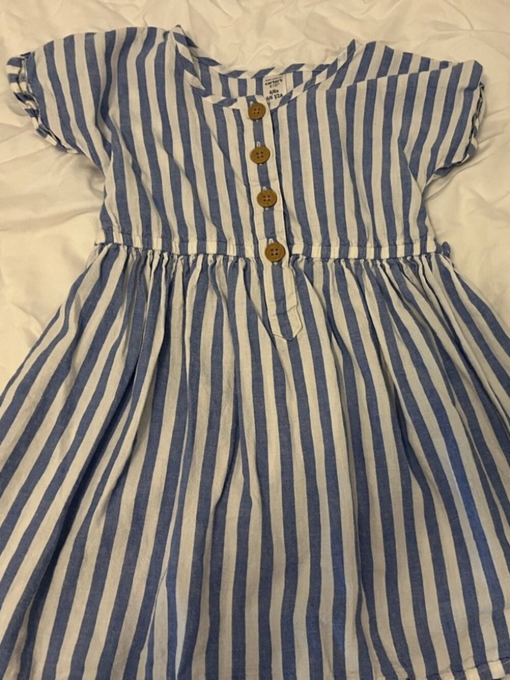 Carter's Blue and White Striped Button-Front Girls Dress